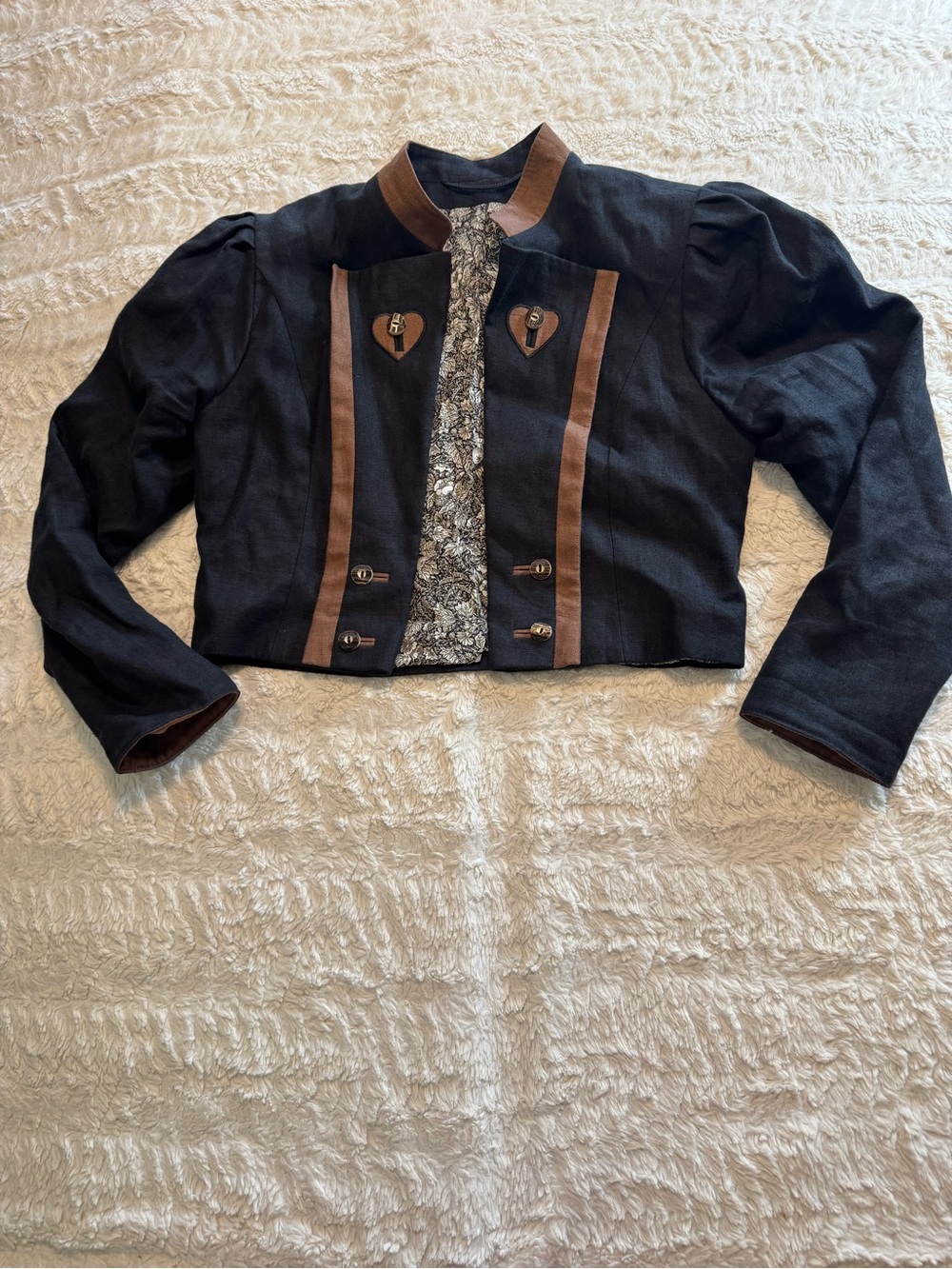 Rachor Wallstädter Trachten German Linen  Cropped Black Bavarian 36 S drindle